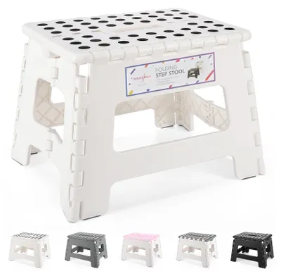 Klappbarer Kinder-Hocker, weiß, Kunststoff, bis 115 kg, 22 cm
