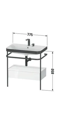 Produktbild von Waschtischunterbau HAPPY D.2 PLUS 775x490mm m Metallkon 2 HL ta supermatt zwei Hahnlöcher taupe supermatt