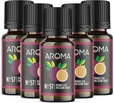 Produktbild von myAROMA Flavour Drops Maracuja 5x10ml – Zuckerfrei, Kalorienfrei & Vegan, Natürliches Lebensmittelaroma für Küche und Getränke, Nr. 57