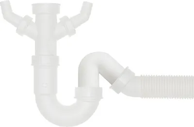 Produktbild von Siphon 1 1/2 Zoll mit Schnappverschluss, Geräteanschlüssen und flexiblem Rohr / Ablaufverbindung / Sifon / Abfluss / Geruchsverschluss / Traps