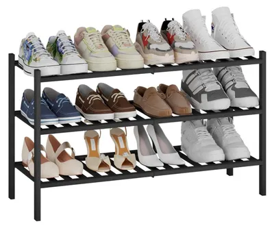 Immagine prodotto di Scaffale per scarpe in bambù, 3 ripiani, 84,5 x 46,5 cm, colore nero