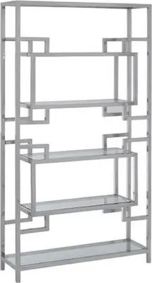 Produktbild von Casa Padrino Regalschrank mit Glasregalen Silber 100 x 30 x H. 180 cm - Bücherschrank - Wohnzimmer Schrank - Büro Schrank - Wohnzimmer Möbel - Büro Möbel - Luxus Möbel