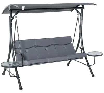 Produktbild von Outsunny Hollywoodschaukel 3-Sitzer Gartenschaukel mit verstellbarem Sonnendach