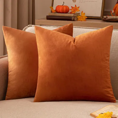 Produktbild von Samt Kissenbezug 50x50 cm Orange 2er Set