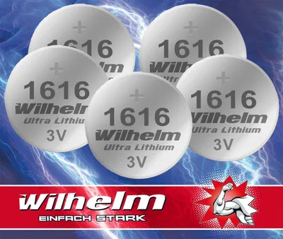 Produktbild von 5 x Wilhelm CR1616 Bulk Lithium Knopfzelle 3V 55mAh