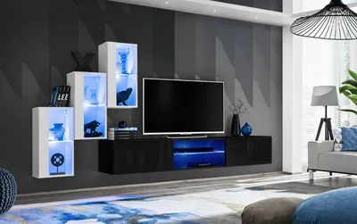 Image de Mur de salon RIONATA 22 – blanc / noir