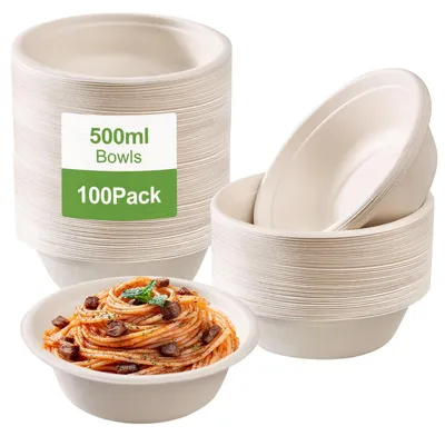 100 Einweg-Suppenschalen 500 ml, Pappschalen, biologisch abbaubar