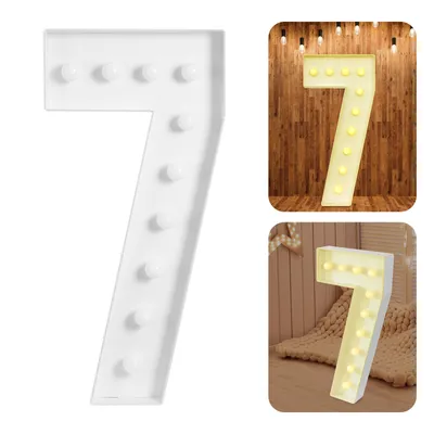 Zdjęcie produktu dla Podświetlana liczba LED dekoracji imprezowych (kształt: 7) 100 * 48 cm liczba z żarówkami