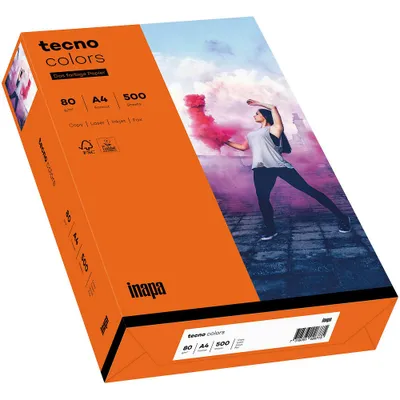 Immagine prodotto di inapa 2100011404 Carta multifunzione tecno® colori - A4, 80 g/m², arancione intenso, 500 fogli