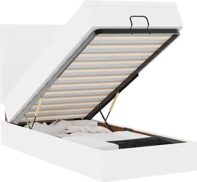 Produktbild von vidaXL Ottoman-Bett mit Matratze & LEDs Weiß 100x200 cm Kunstleder