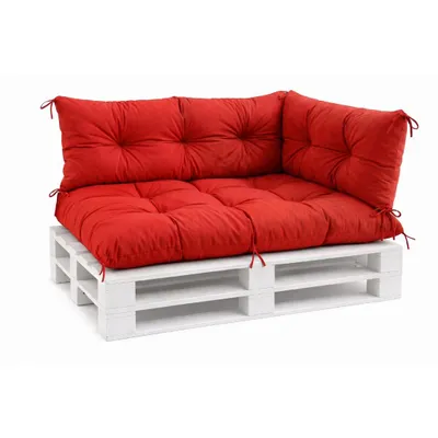 Produktbild von VBChome Palettenkissen 120x80 120x40 70x40 cm für Europaletten Möbel Palettenauflage Garten Balkon 12 Farben Schaumstoffflocken Füllung Rot 3-TLG Set
