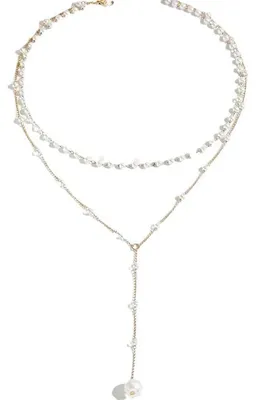Produktbild von Prosa Vintage Perle Y Halskette Schichten Perlen Choker Halsketten Gold Perlen Y