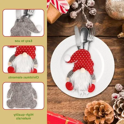 Set von 6 Weihnachts Tischdekorationsbeuteln für Besteck