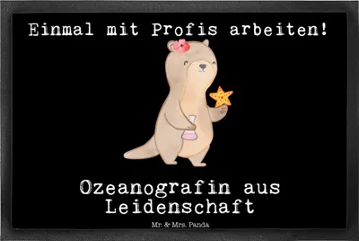 Produktbild von Mr. & Mrs. Panda fußmatte Ozeanografin Leidenschaft 40 x 60 cm - Schwarz - Geschenk, Meeresbiologe, Schmutzmatte, Lustig, Spruch, Witzig, Schmutzfangmatte, Schmutzfänger