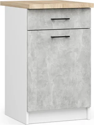Image de Meuble bas de cuisine 50 cm VERMINA avec tiroir - blanc / béton