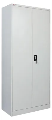 Produktbild von Flügeltürenschrank ELEPHANT mit 2 Türen, abschließbar | HxBxT 180x80x40cm | 6 Fächern & Kleiderstange | Stahl mit Pulverbeschichtung | Lichtgrau | Spind Garderobenschrank Metallschrank Werkstattschrank Mehrzweckschrank