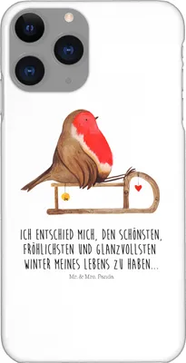 Produktbild von Mr. & Mrs. Panda Iphone 11 Pro Handyhülle Rotkehlchen Schlitten - Weiß - Geschenk, Vogel, Handy Case, Weihnachten, Premium Kunststoff