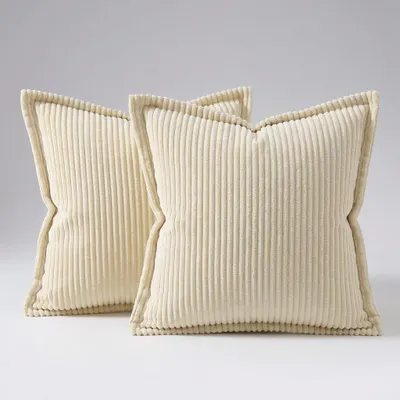 Produktbild von Kissenbezüge für Dekokissen, elegant, Set mit 2 Stück, 45x45 cm, Beige