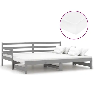 Immagine prodotto di vidaXL Letto da giorno allungabile 2x(90x200) cm grigio in legno di pino massiccio