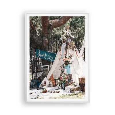 Produktbild von Gerahmtes Poster - Weißer Rahmen - Jungvermählten Liebe Landschaft - 70x100 cm - Wand Bild - Wanddeko - Wandbilder - Kunstposter - Wandposter - Bilderrahmen - Bilder - Kunstdruck - P2WPA70x100-4642