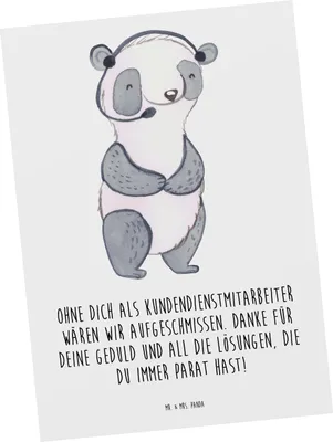 Produktbild von Mr. & Mrs. Panda Postkarte Kundendienstmitarbeiter Held - Weiß - Geschenk, Dankeschön, Danke sagen, Ansichtskarten, besonderes, Aufmerksamkeit, bildkarte, Grußkarte