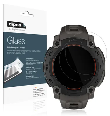 Produktbild von 2x Schutzfolie für Garmin Instinct E 40mm - Anti-Shock 9H Folie dipos Glass Kunststoffglas