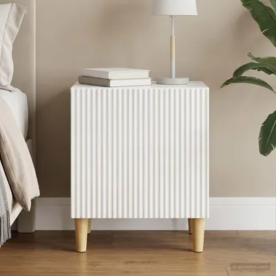Obrázek produktu pro Maison Exclusive – noční stolek, lesklá bílá, 43 x 34,5 x 50 cm, dřevotřísková deska