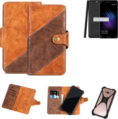 Produktbild von K-S-Trade Handy-Hülle Schutz-Hülle Bookstyle Case Wallet-Case kompatibel mit Leagoo T5 Handy Cover Bumper Kantenschutz Smartphone dunkelbraun braun