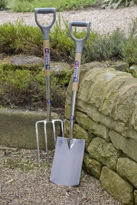 Produktbild von Famanu Gartenspatel mit blauer Griff - Edelstahl