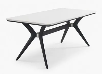 Immagine prodotto di Tavolo da pranzo moderno con piano bianco e struttura in metallo nero a forma di X