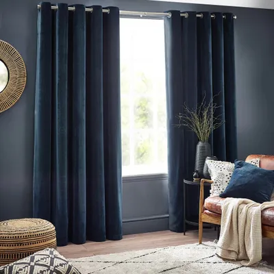 Immagine prodotto di Yard - Tende a occhiello, velluto di ciniglia RV3279 (229 cm x 183 cm) (blu navy)