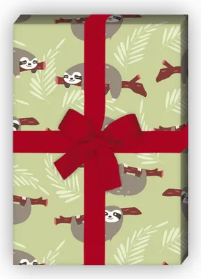 Produktbild von Lustiges Faultier Geschenkpapier nicht nur für Kinder, grün - G8118, 32 x 48cm