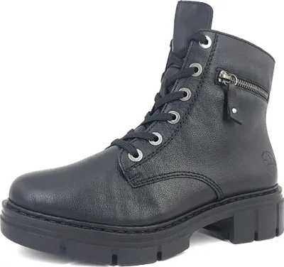 Image de Chaussures de ville Rieker pour femmes, bottines, chaussures à lacets, couleur noire, style décontracté