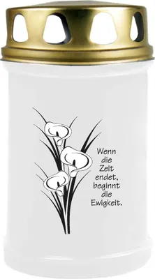 Produktbild von Grabkerze Weiß, Brenndauer: 48 Stunden, Motiv: Calla