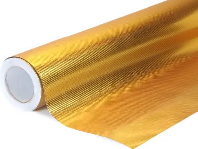 Zdjęcie produktu dla 4D węglowa chromowana złota samoprzylepna folia wrap 150x1000cm - wnętrze/zewnętrze