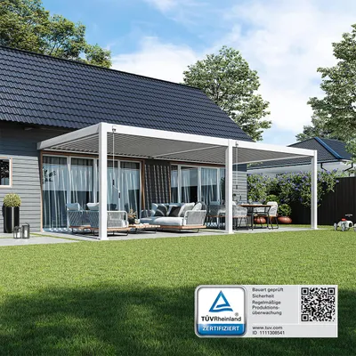 Produktbild von Deluxe Plus Wand Pavillon Terrassenüberdachung Aluminium 4 x 8 M
