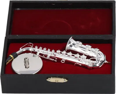Obrázok produktu pre Alto saxofón ozdoby, mini saxofón, dekorácia, model hudobného nástroja, darček s krabičkou, 14 cm