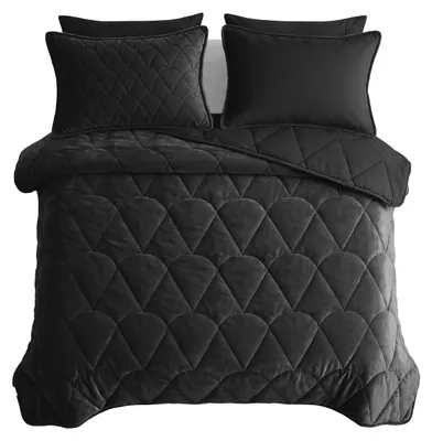 Immagine prodotto di Coperta trapuntata Sleeptime, velluto nero, 240 x 200 cm, con federe