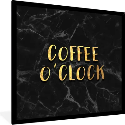 Produktbild von MuchoWow® Gerahmtes Poster Zitat - Kaffee - Gold - Marmor 40x40 cm - Poster mit Schwarzem Bilderrahmen Wandposter Rahmen Foto Bilder - Mit Rahmen - Wanddekoration Schlafzimmer
