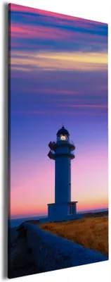 Produktbild von Wallario Premium Leinwandbild Leuchtturm am Abend auf den Balearen Malerischer Himmel in Größe 60 x 150 cm