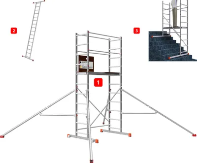Produktbild von ALTEC AluCombine 4.0 - 400 | Leiterngerüst | Traverse | 2x Bockrollen | Dreieckausleger | 4m