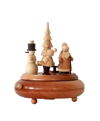 Produktbild von Spieldose mit Weihnachtsmann & Schneemann natur Höhe=18cm NEU