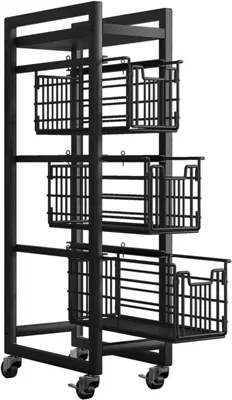Produktbild von Ausziehbarer Aufbewahrungswagen mit 4 Ebenen und Rollen – universeller Metall-Bastelwagen für Zuhause, Küche, Badezimmer, Schlafzimmer, Büro, Klassenzimmer, Wäsche, Reinigungsmittel und Bar