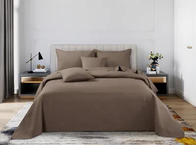 Produktbild von Trio Velours-Steppdecke 140x200 cm in Beige – Hochwertige Wohntextilien