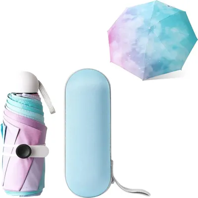 Produktbild von Reiseschirm Taschenschirm Kompaktschirm Winddicht Stark 8 Rippen Faltbar Minischirm mit Kapselhülle Sonnenschirm mit UV-Schutz Regenbogenschirm Sturmfest für Herren Damen Bunt