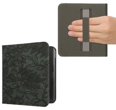 Produktbild von kwmobile Schutzhülle für Kobo Kobo Libra Colour / Tolino Vision Color Hülle - eReader Flip Case mit Handschlaufe und Auto Sleep Funktion - Blumen im