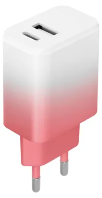 Immagine prodotto di Caricabatterie da muro Setty USB-C da 20 W per la ricarica dei cellulari, bianco e rosa, ricarica rapida
