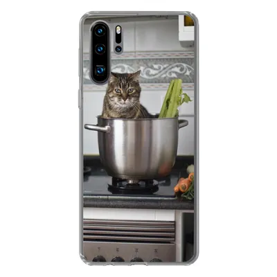 Produktbild von MuchoWow® Handyhülle Schutzhülle Hülle für Huawei P30 Pro Katze - Pfanne - Küche Silikon Softcase Handy Hülle - Schutzdeckel