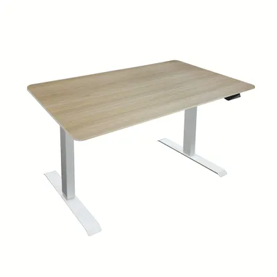 Produktbild von HOME DELUXE - Höhenverstellbarer Schreibtisch LUMINA - Gestell: Weiß, Platte: Eiche, Maße: 160 x 80 cm, Kohlenstoffstahl, inkl. USB Stecker und Aufbewahrungstasche I Arbeitsplatz Bürotisch
