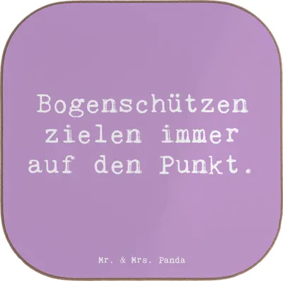 Produktbild von Mr. & Mrs. Panda Tassenuntersetzer Spruch Bogenschützen Fokussierung - Lavendeltraum - Geschenk, Sportler, Untersetzer für Gläser, Teamsport, Bogensport, Geduld, Tasse
